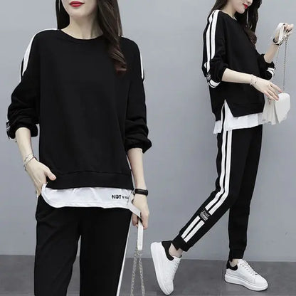 Casual Sportswear Set for Women Spring Autumn New Style Loose Fashionable Large Size Trendy Sweatshirt Best Friend Outfit