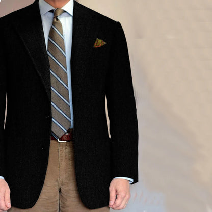 Dark Gray Business Suits Blazer Men Herringbone Notch Lapel Tuxedo Jacket Wedding Prom Party Grooms For Autumn Winter