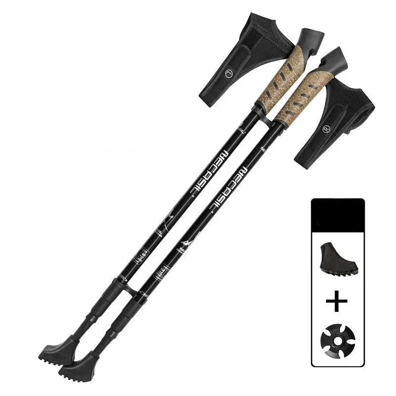 Nordic Telescopic Walking Poles 2PcsTrek Pole Aluminum Alloy Shooting Cane Strong Locking Walking Pole Lightweight Hiking Cane