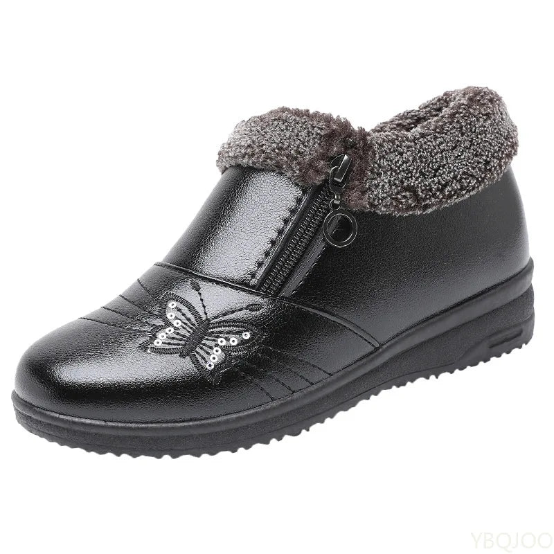 Winter flat bottom anti slip low top shoes for women providing warmth simplicity comfort wear resistance women's winter shoes