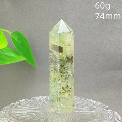 1PC Natural Green Grape Black Hair Crystal Tower Crystal Obelisk for Meditation Chakra Home Decor Magic Gemstone