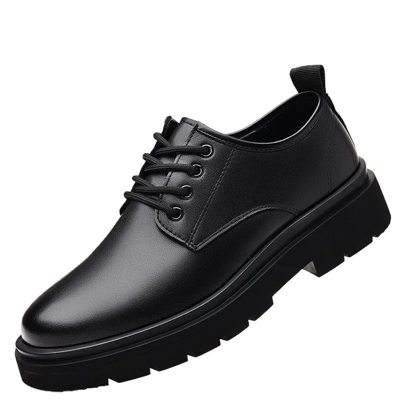 Men's Business Casual Breathable Shoes Spring 2026 New Style Leisure Leather Shoes Increased Height Inner Design British Style