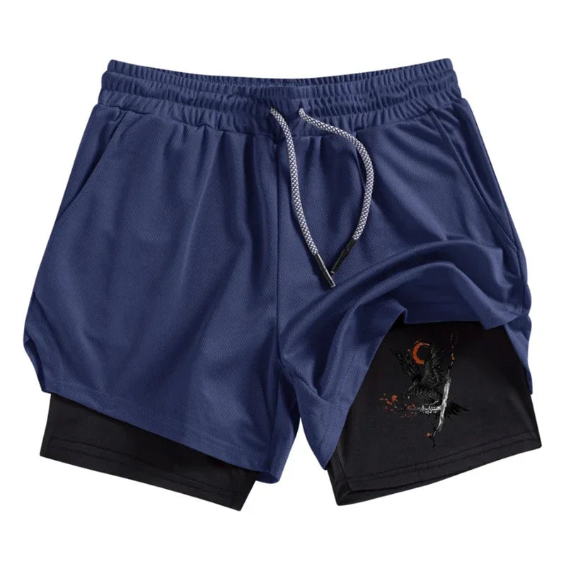 Performance Shorts Phone Pocket 2-In-1 for Men Comfortable Athletic Quick Dry Fitness Gym Workout Running Double Deck Jogging