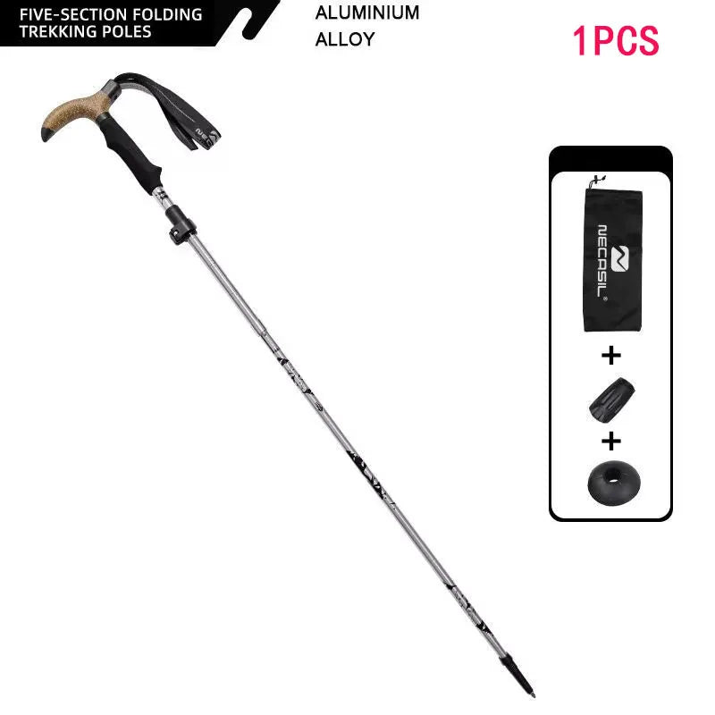 Walking Cane Telescopic Baton Folding Walking Sticks Aluminum Alloy Crutches Trekking Cane Hiking Trekking Poles North Pole