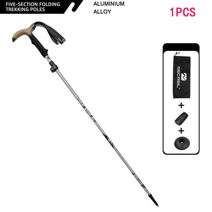 Walking Cane Telescopic Baton Folding Walking Sticks Aluminum Alloy Crutches Trekking Cane Hiking Trekking Poles North Pole