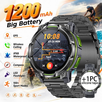 New smart sports watch, 1200mAh large capacity battery, GPS tracking, IPX8 waterproof, wireless communication, altimeter compass