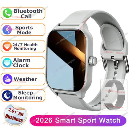 Smart Watch Men 2.01'' AMOLED Screen Waterproof Multiple Sport Mode Fitness HD Bluetooth Call Smartwatch Men Women Bracelet Ht30