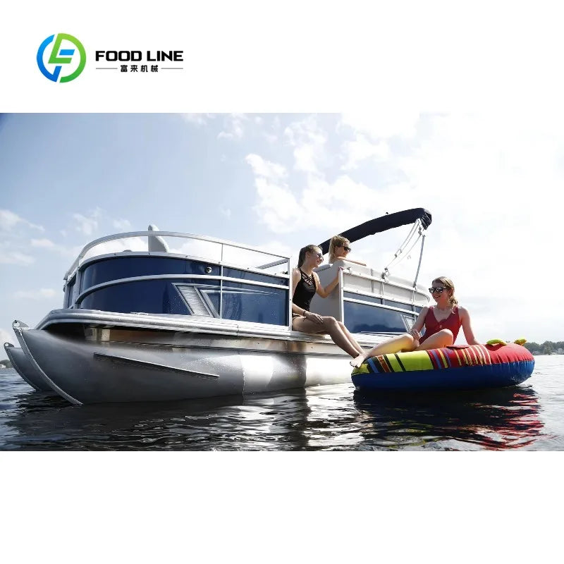 Electric Power Catamaran Yacht with Bimini, FL Wholesale New Aluminum Pontoon Boat for Lake Fishing