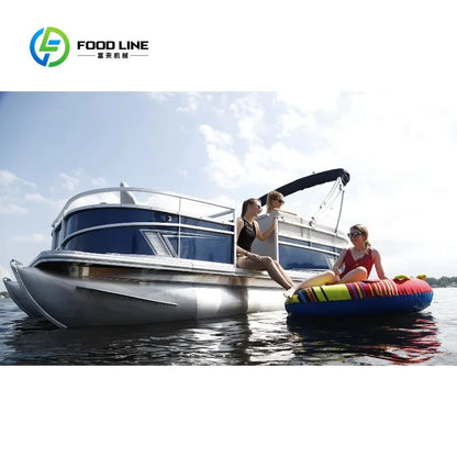 Electric Power Catamaran Yacht with Bimini, FL Wholesale New Aluminum Pontoon Boat for Lake Fishing