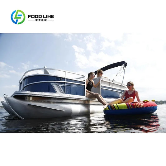 Electric Power Catamaran Yacht with Bimini, FL Wholesale New Aluminum Pontoon Boat for Lake Fishing
