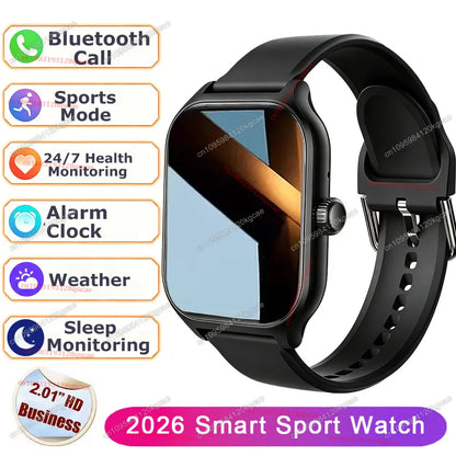 Smart Watch Men 2.01'' AMOLED Screen Waterproof Multiple Sport Mode Fitness HD Bluetooth Call Smartwatch Men Women Bracelet Ht30