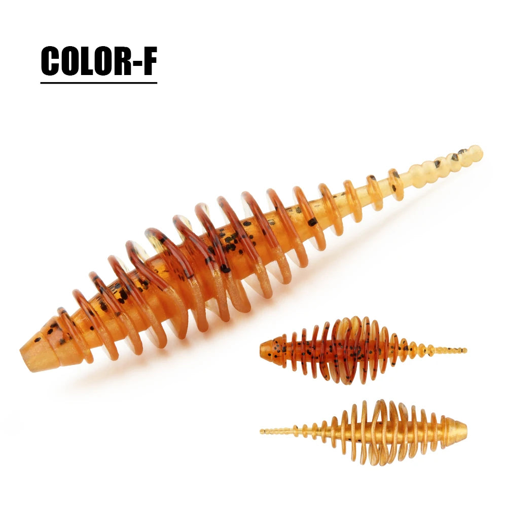 Rosewood Ribbed Worm Soft Plastic Lure Shad Bait 3.6cm/5.3cm For Perch Trout Bass Pike Fishing Tackle Jig Head Drop Shot Pesca