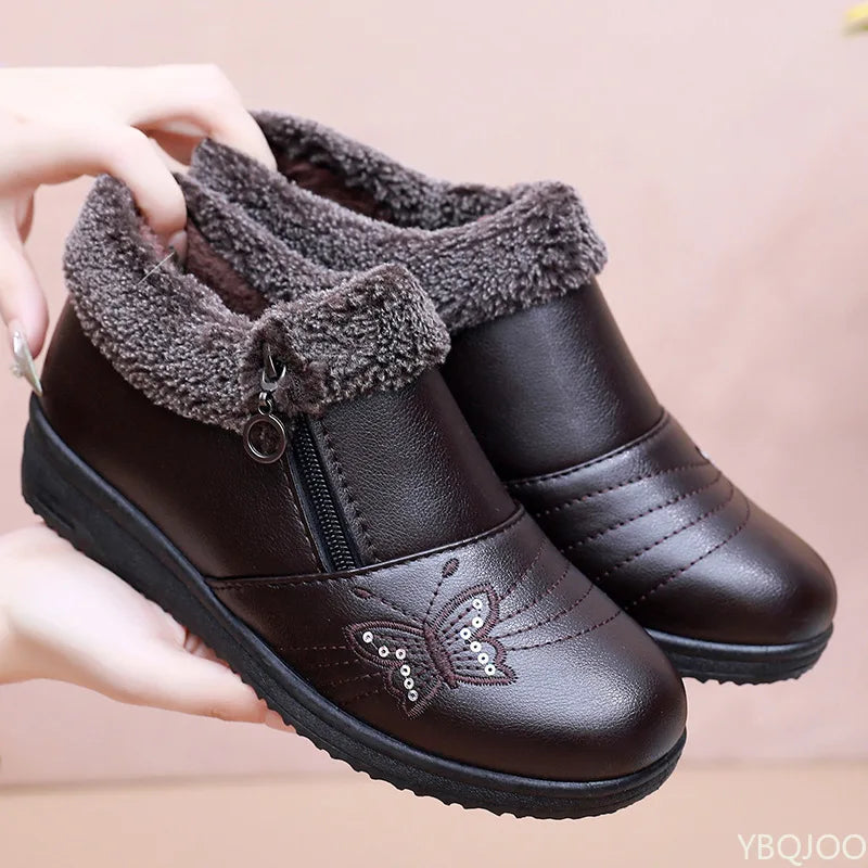 Winter flat bottom anti slip low top shoes for women providing warmth simplicity comfort wear resistance women's winter shoes