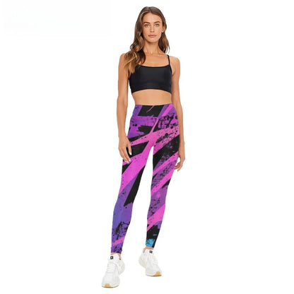 High Waist Yoga Pants Watercolor Splatter Printed All Season Naked Feel Leggings Slimming Workout Tights Trendy Fitness Bottoms
