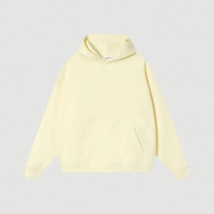 Custom LOGO 400GSM Oversized Frency Terry  Autumn Winter Casual Cotton Men Woven Top Solid Color Hoodies Sweatshirt Streatwear